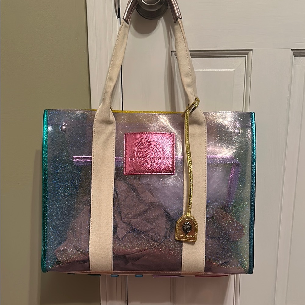 Iridescent Tote Bag with Cream Straps